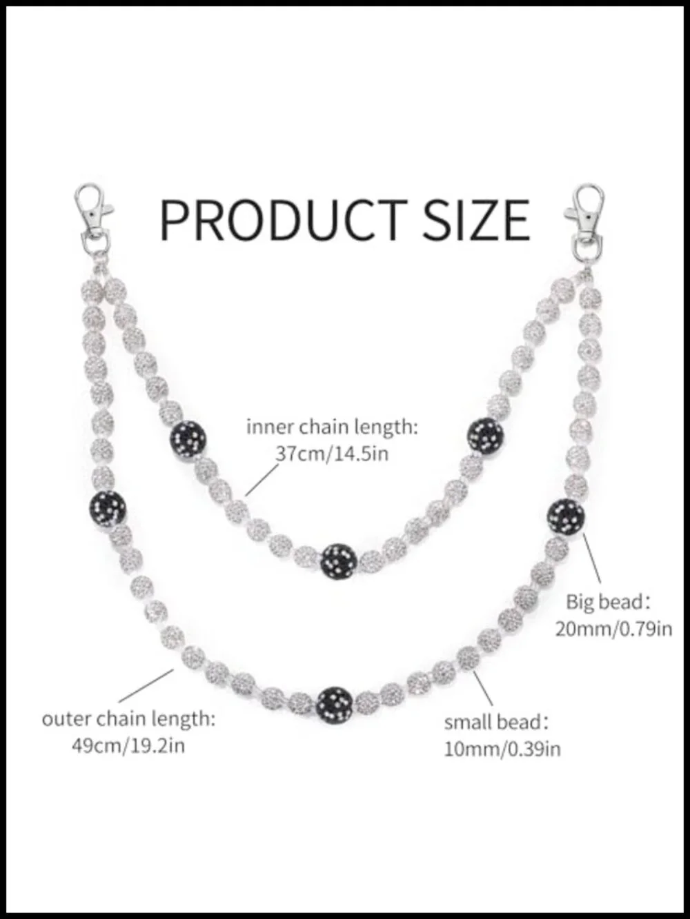 Layered Ceramic Bead Wallet Chain for Men Women Jean Pocket Keychain